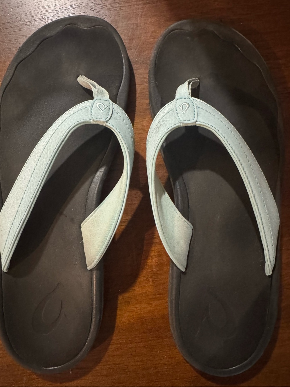 Olukai Ohana Flip Flops 10 sandals black turquoise